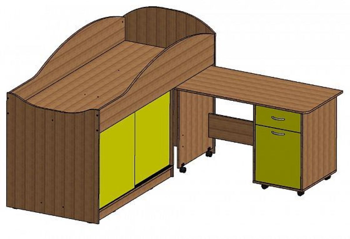 Кровать-чердак "Дюймовочка-3" (без лестницы) Дуб молочный/Голубой | фото 2