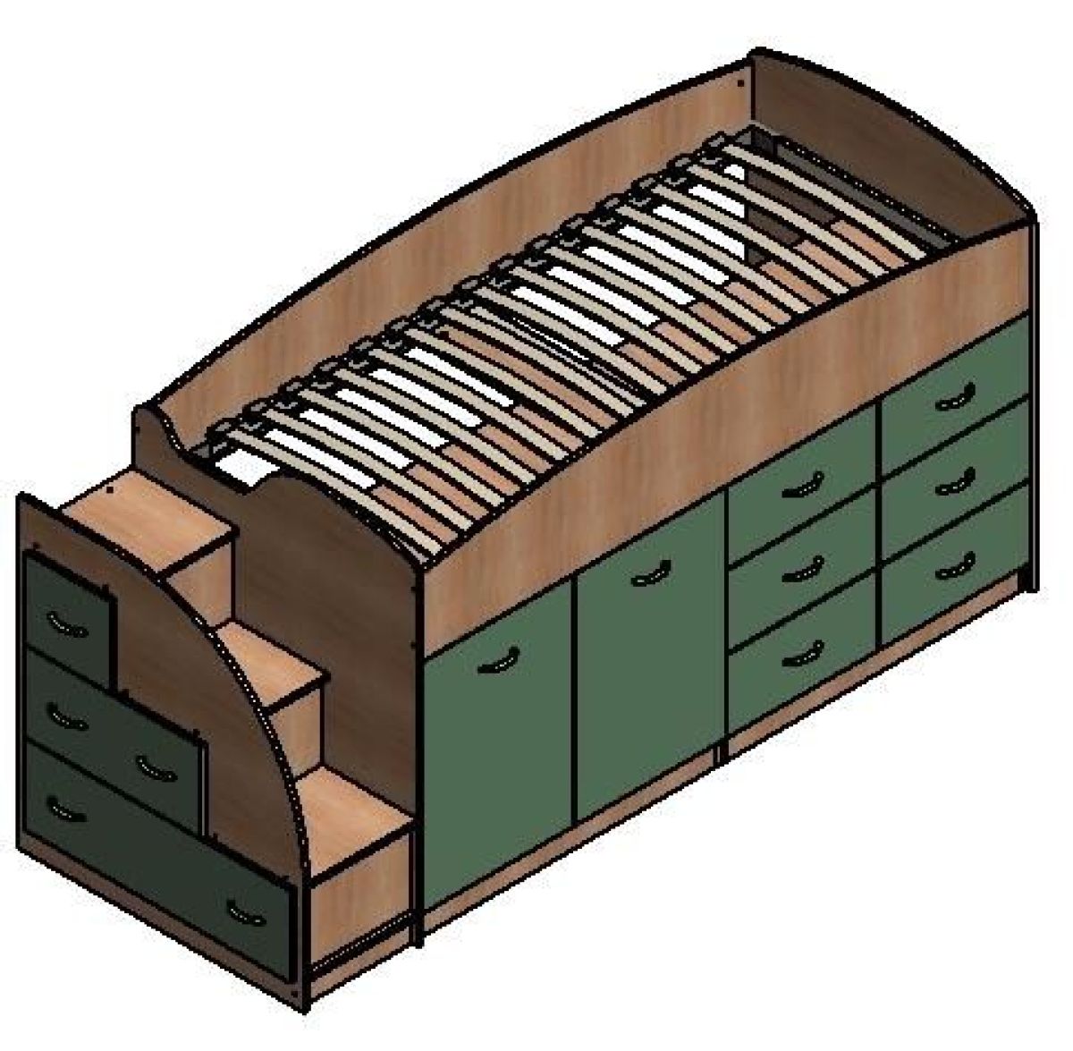 Кровать-чердак "Дюймовочка-4.1"  Дуб молочный/Оранжевый | фото 2