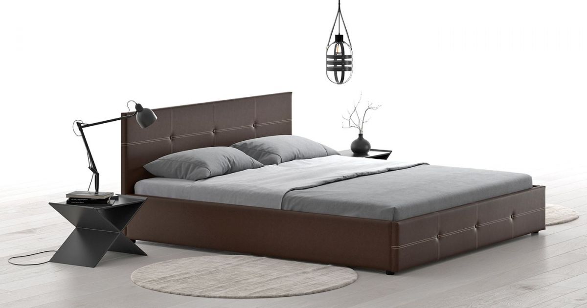 Кровать двойная Синди 160 + ортопед + ПМ + дно (арт. Марика 468 к/з (шоколад)) | фото 4