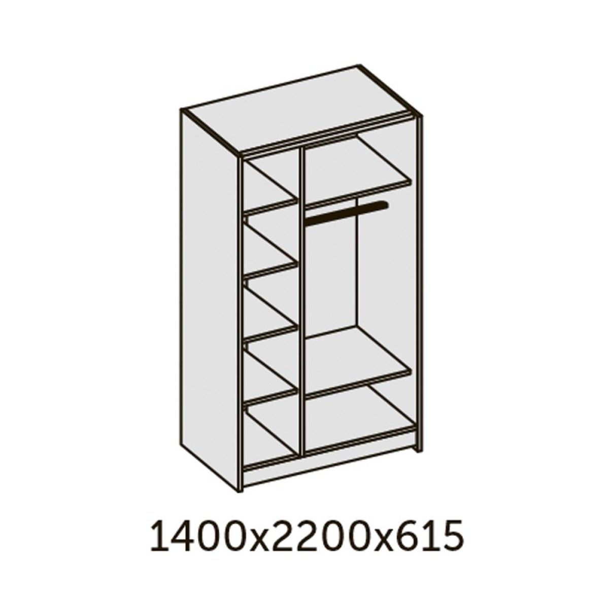Иннэс-5 Шкаф-купе 2-х дв. 1400 (1дв. Ф1 - ЛДСП белый глянец, 1дв. Ф2 - зекрало) | фото 2