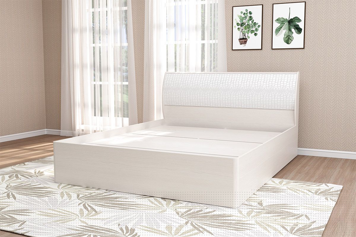 Кэт-4 Кровать арт 001-М1 1400*2000 (ЛДСП Бодега белая/Экокожа Caiman белый) | фото 2