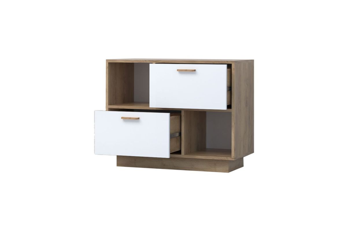 Эго Т-1 Тумба с 2мя ящ (дуб крафт золотой/белый глянец) цоколь | фото 2