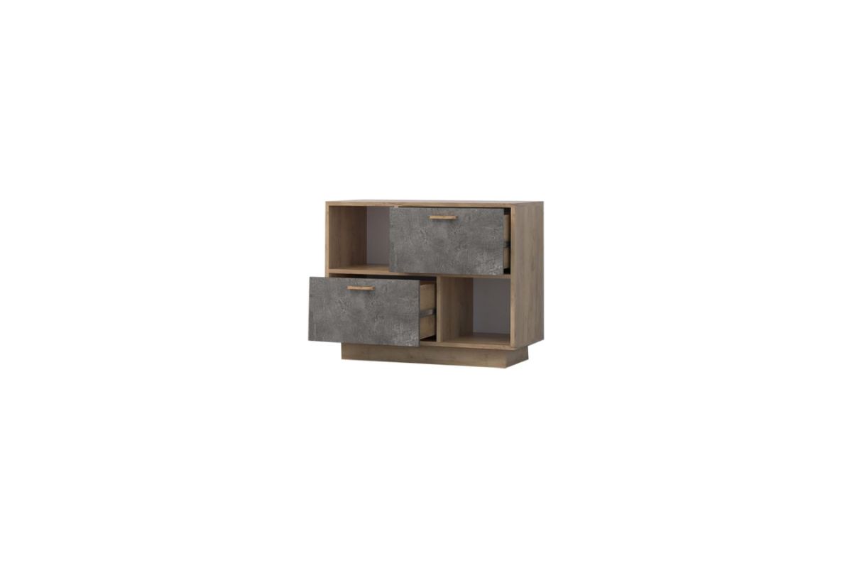 Эго Т-1 Тумба с 2мя ящ (дуб крафт золотой/темный камень) цоколь | фото 2