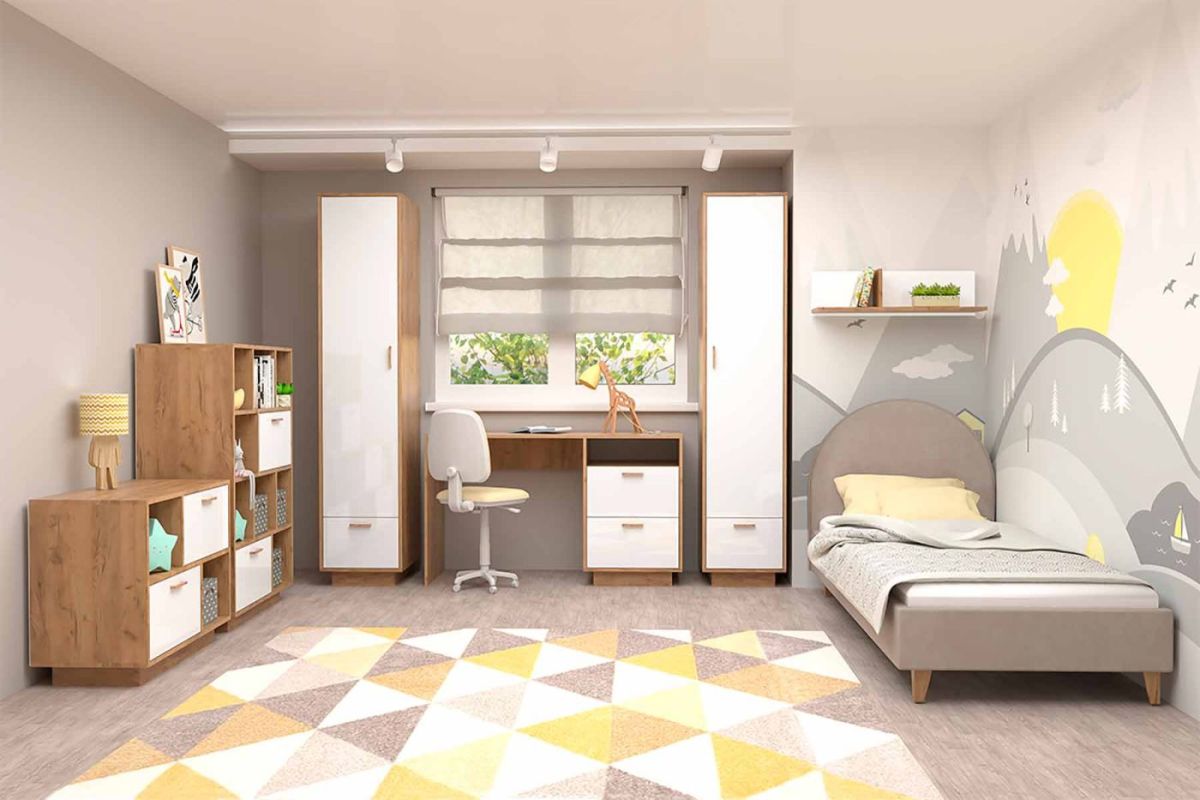 Модульная Детская Эго (дуб крафт золотой/белый глянец) цоколь | фото 2