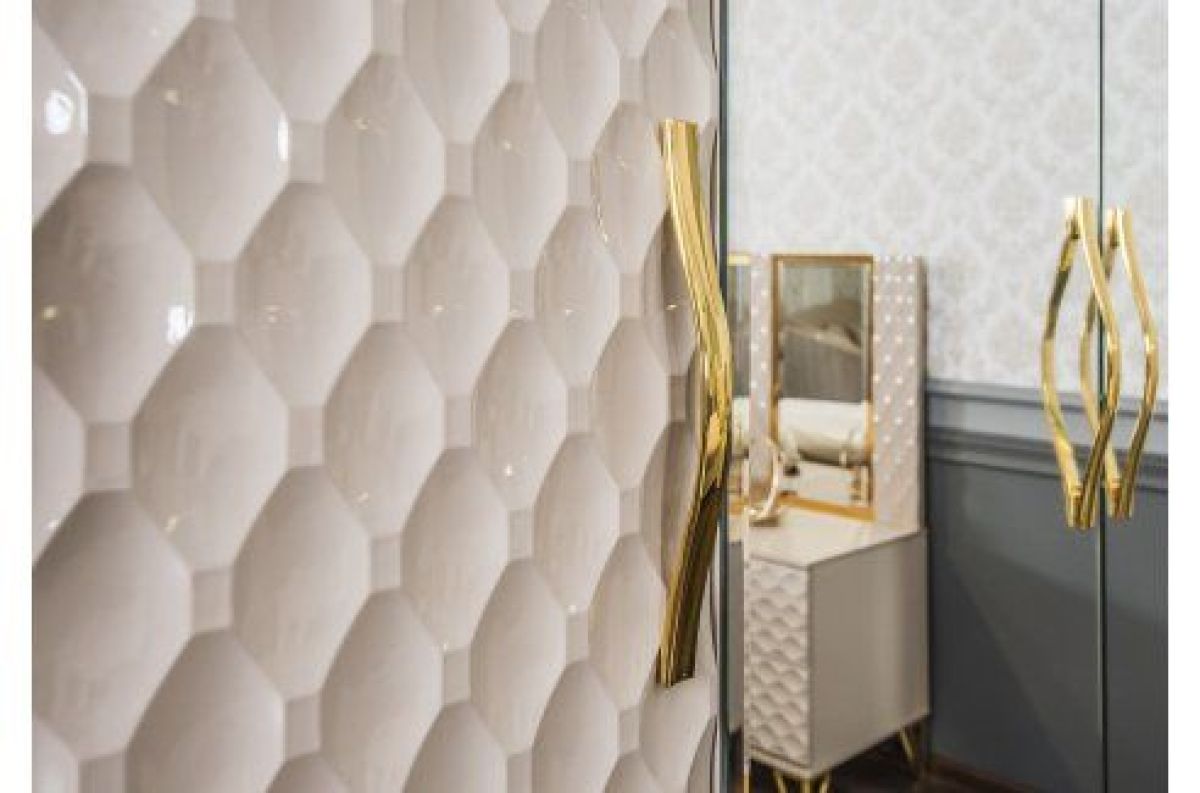 Шкаф 5-ти ств с зеркалами Lara (бежевый глянец) | фото 3