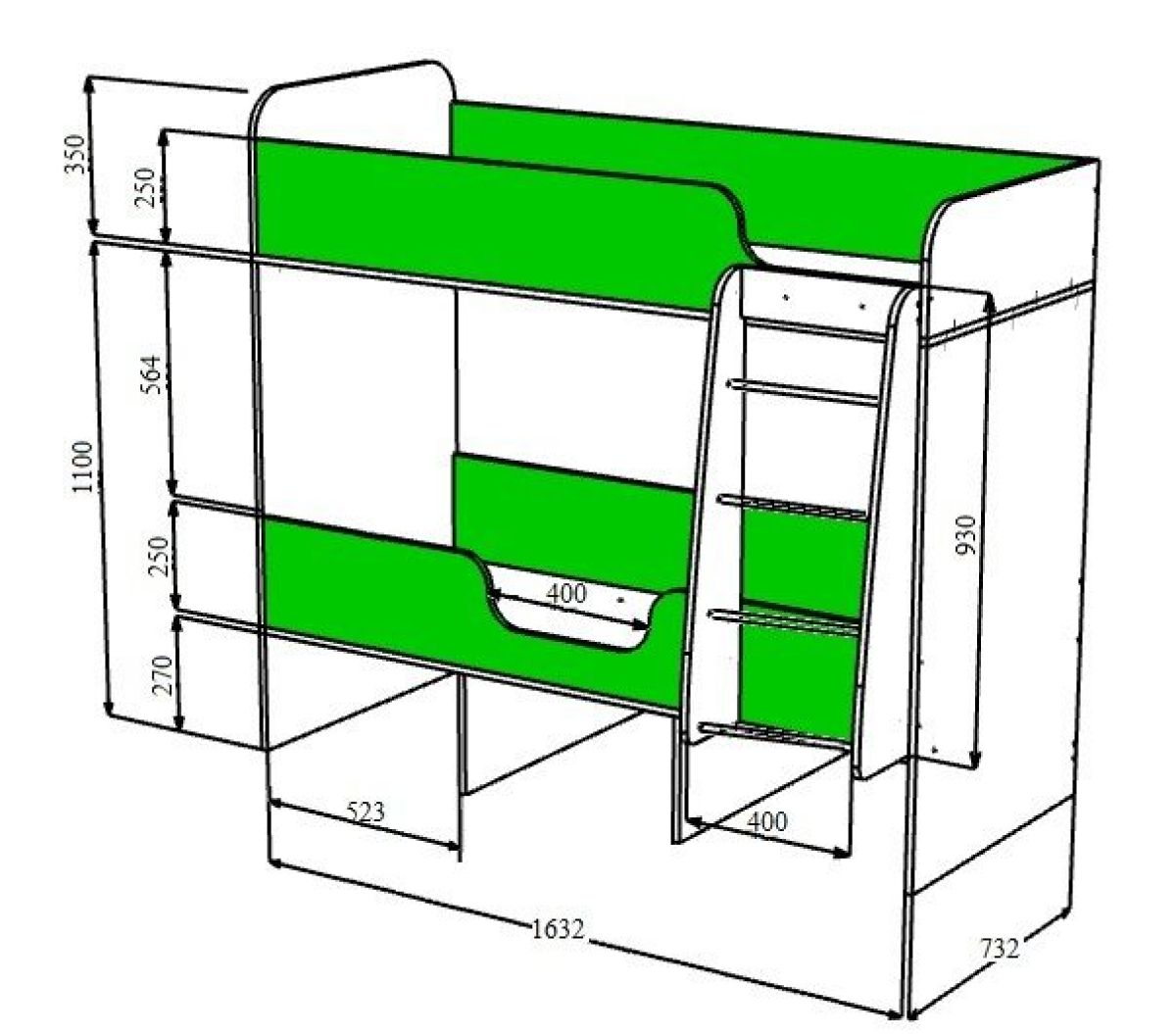 Кровать Малыш 2-х ярусная Малыш Двойняшка (700*1600) | фото 3