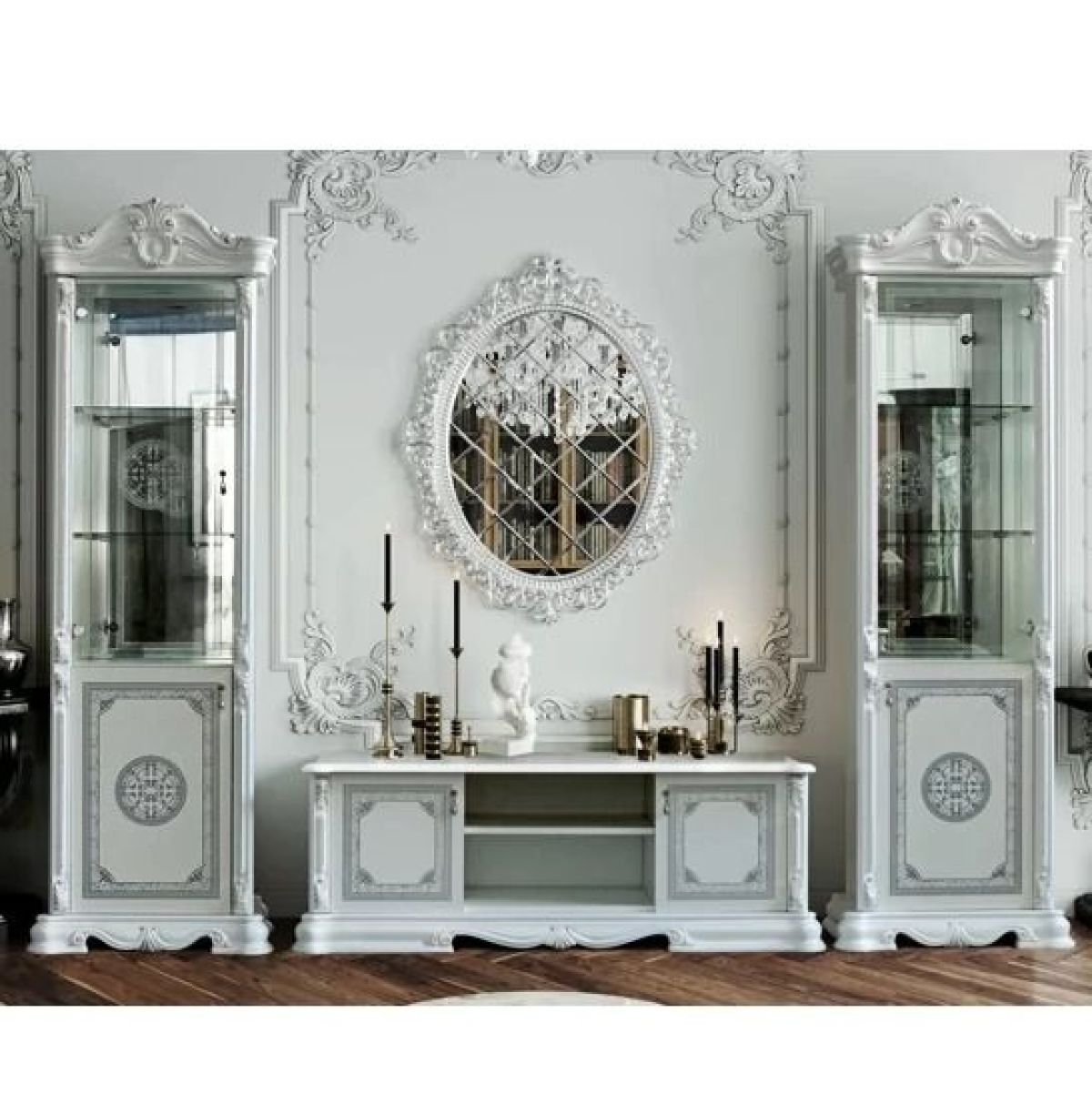 Тумба ТВ (12.301) Грация (белый/серебро) | фото 2