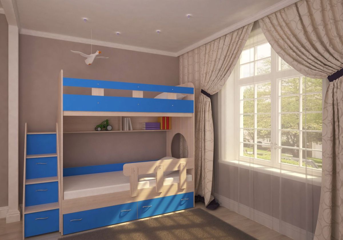 Кровать 2-х ярусная Юниор 1 + бортик (800*1900) Белое дерево, Анкор темный, Венге, Дуб сонома | фото 11