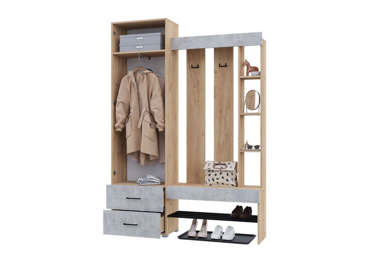 Прихожая Домино (Крафт золотой/Бетон) | фото 2