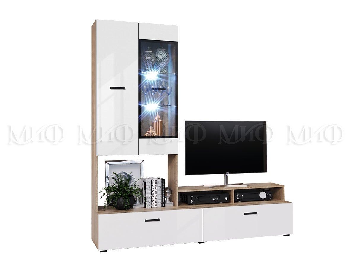 НЭНСИ NEW Гостиная ЛДСП (модульная) Белый глянец/Сонома | фото 2