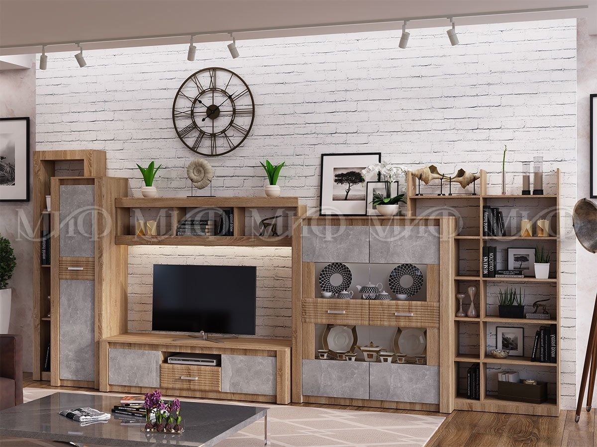 ТЕРРА Шкаф для посуды  (Бетон темный/дуб сонома) | фото 3