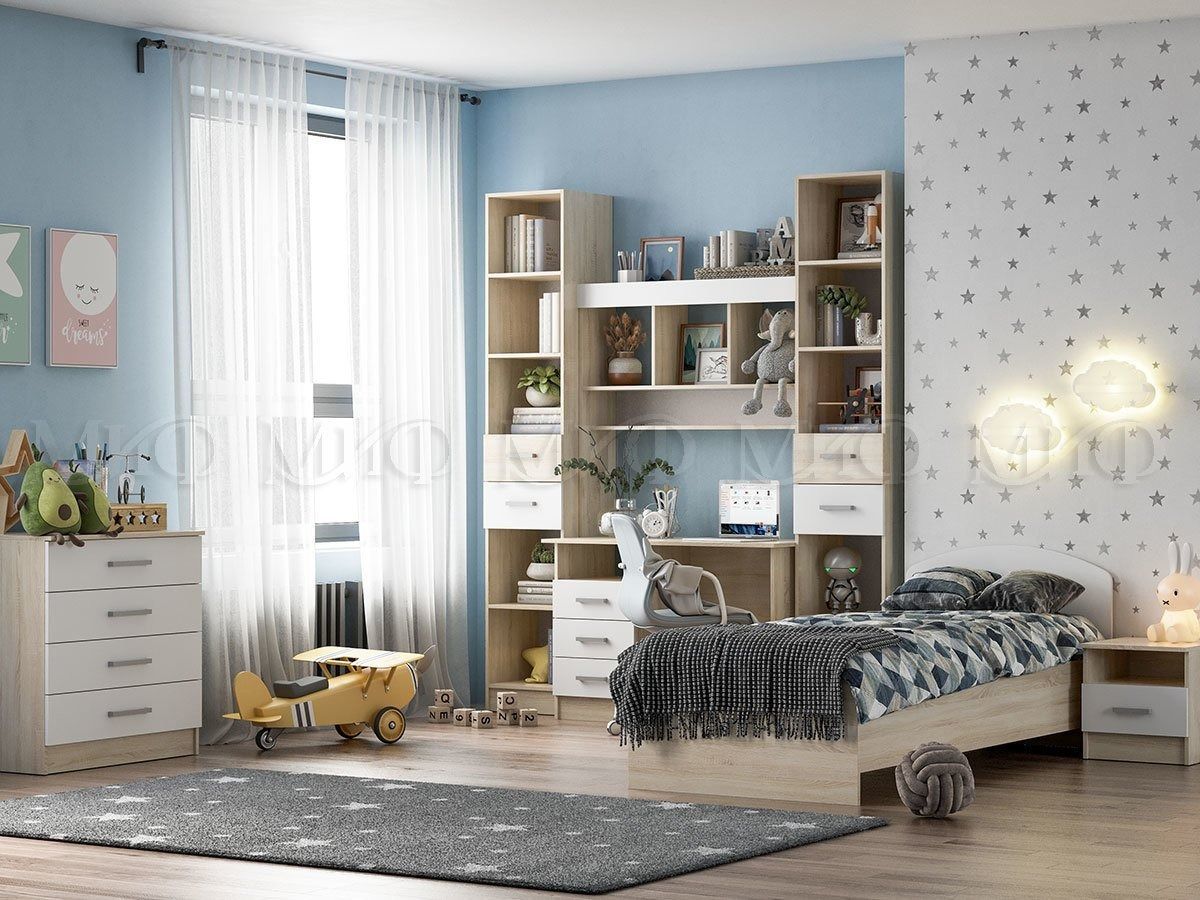 МАРТИНА Тумба прикроватная (Белый глянец/дуб сонома) | фото 3