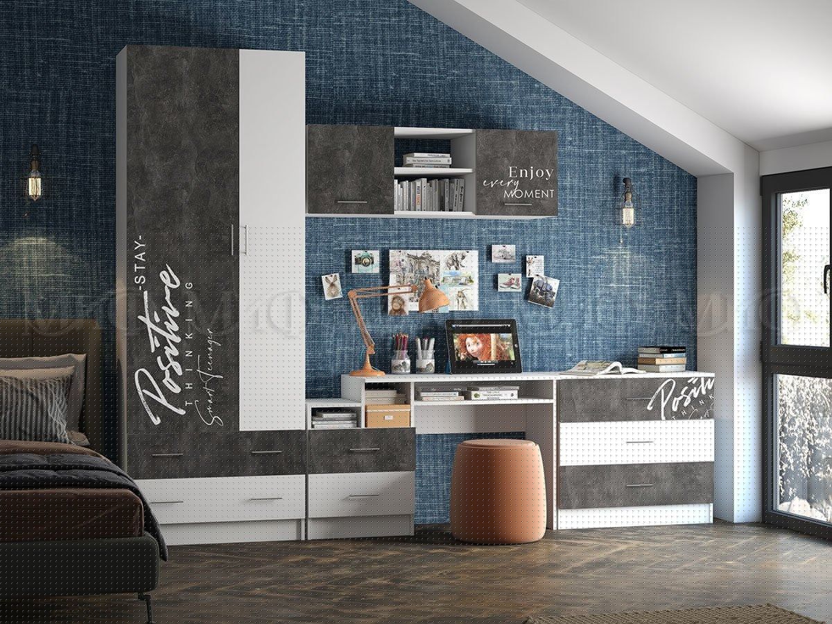 ВЕГА NEW Позитив Шкаф (Бетон темный/белый) | фото 3