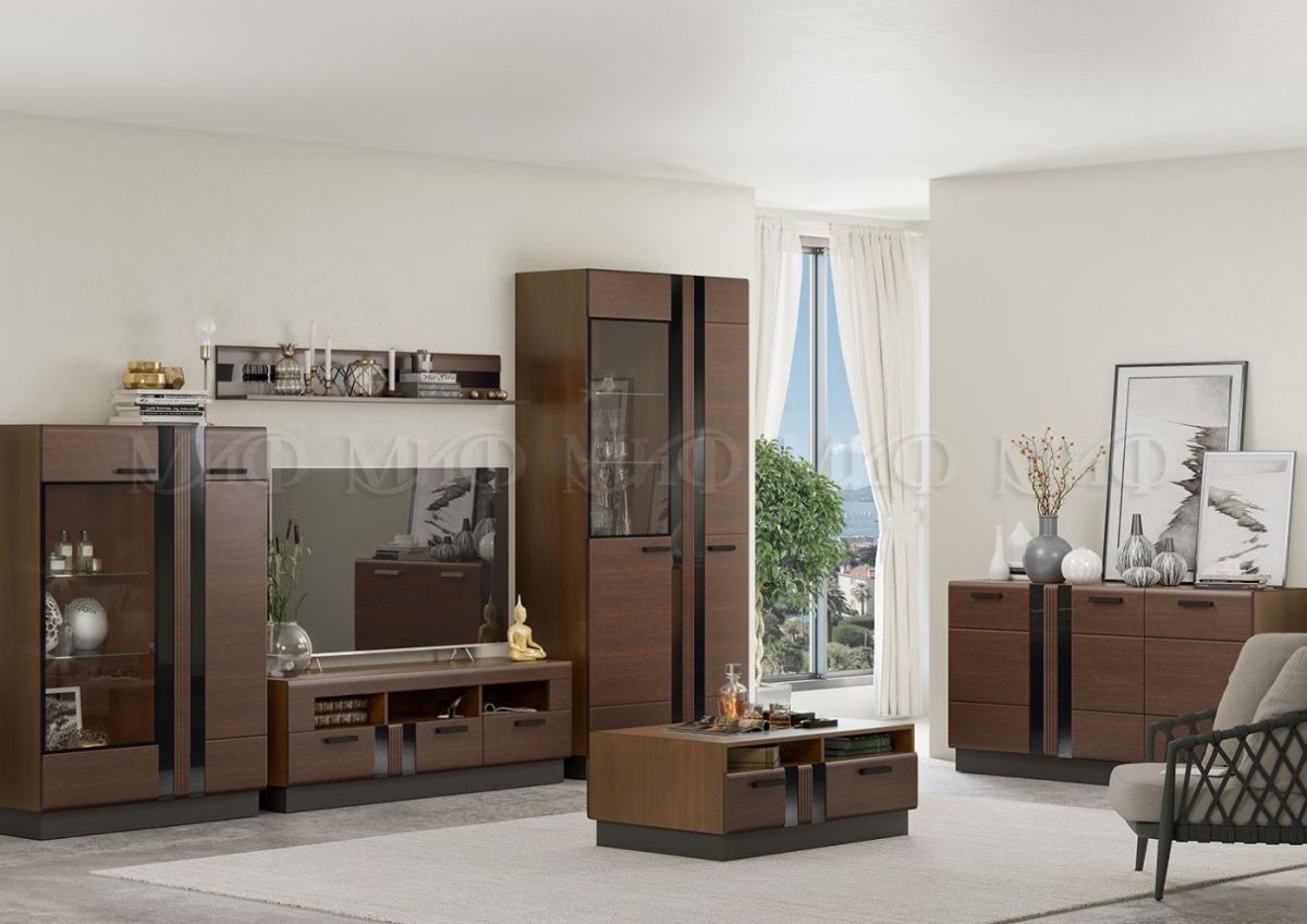 МАГНОЛИЯ Шкаф-стекло низкий (Дерево/орех) | фото 3