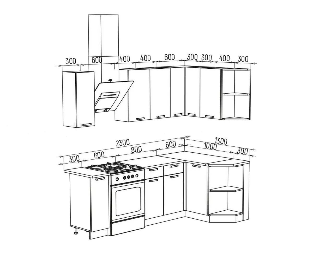 ТЕХНО Кухонный гарнитур угловой 1,7х1,3 м Компоновка №6 | фото 6