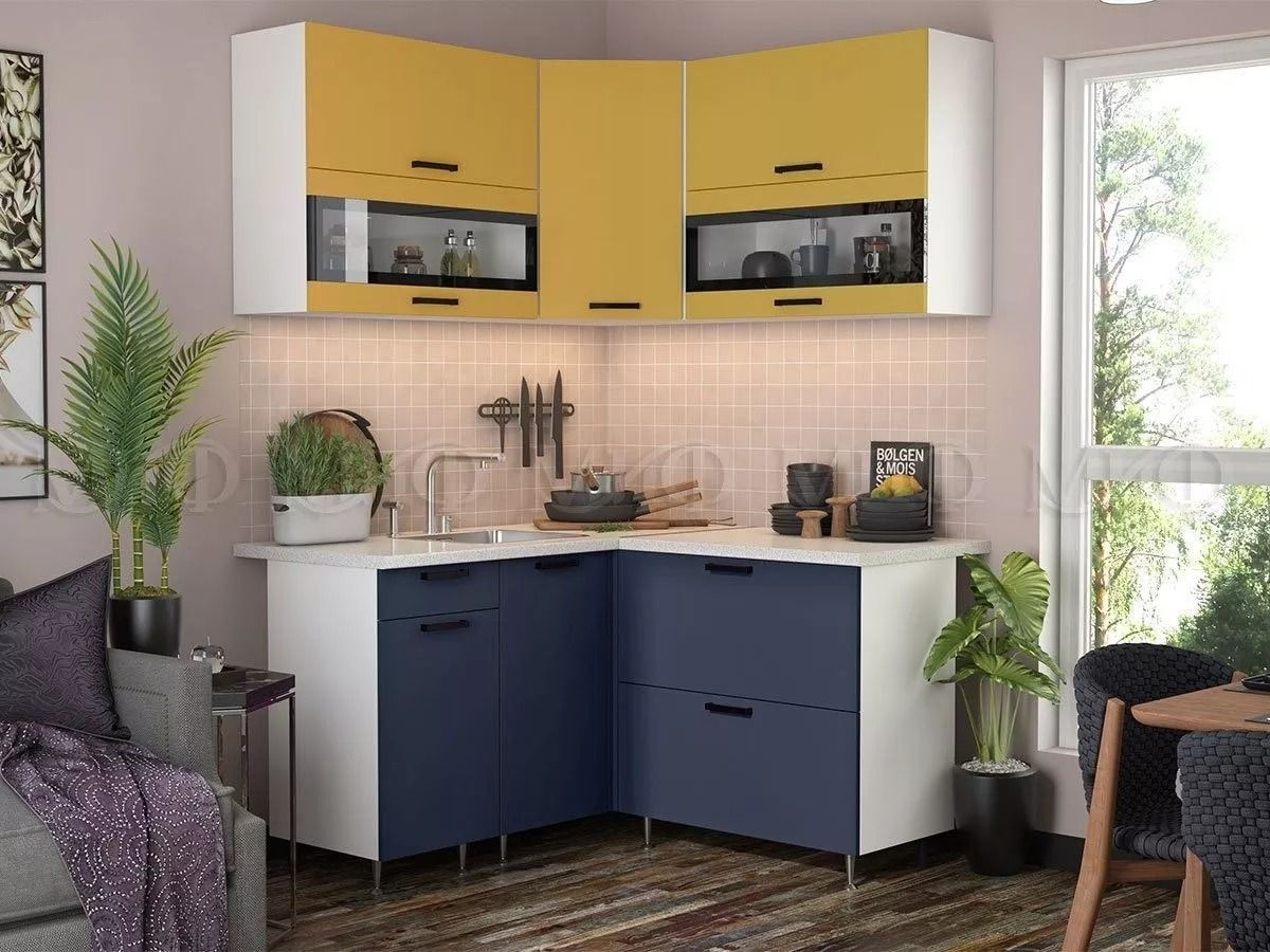 ТЕХНО Кухонный гарнитур угловой 1,4х1,4 м Компоновка №2 | фото 2