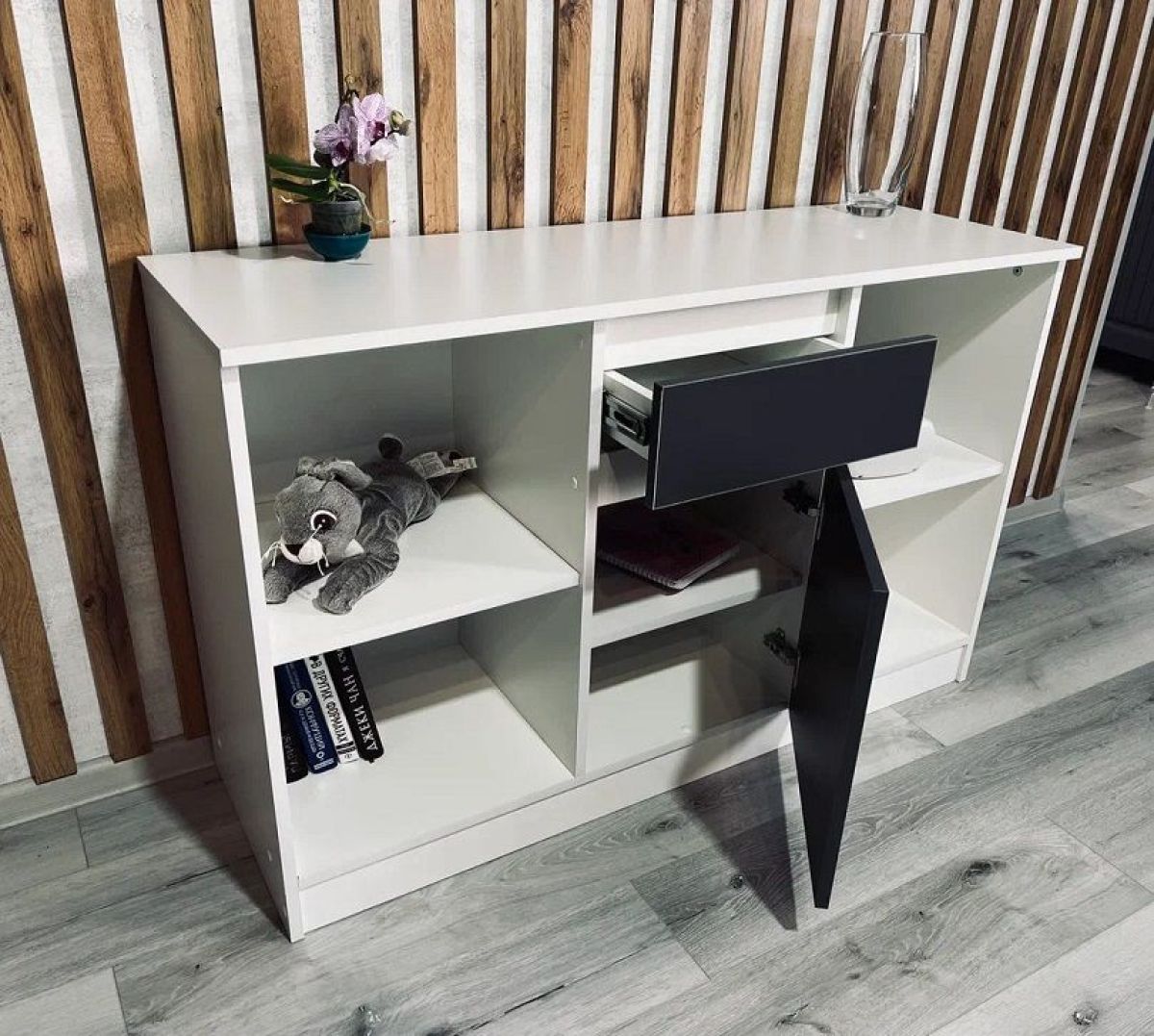 Тумба ТВ малая Парус (Белый/Графит) | фото 2