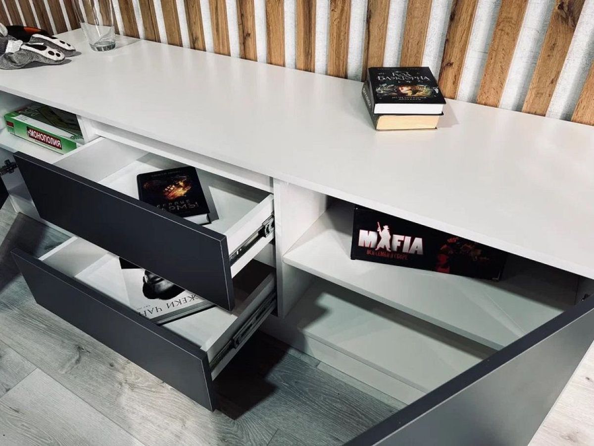 Тумба ТВ большая Парус (Белый/Графит) | фото 3