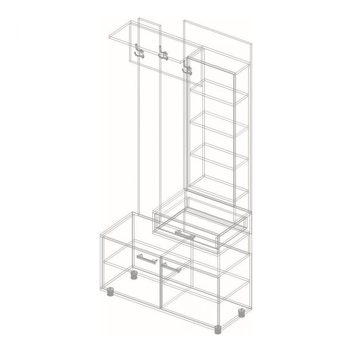 ГРАФ Вешалка с зеркалом ПРАВОЕ исполнение (темно серый) | фото 2