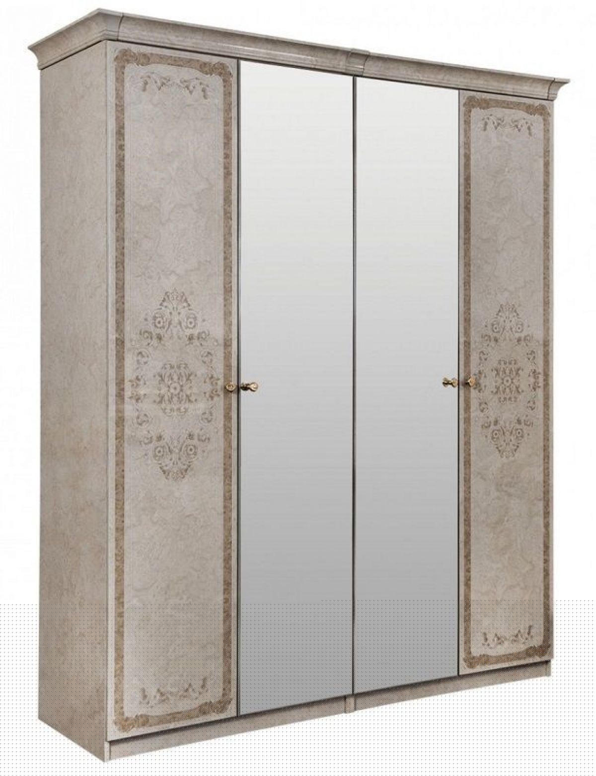 Шкаф 4-х створчатый (1+2+1) с Зеркалом "Патрисия" (крем) | фото 2