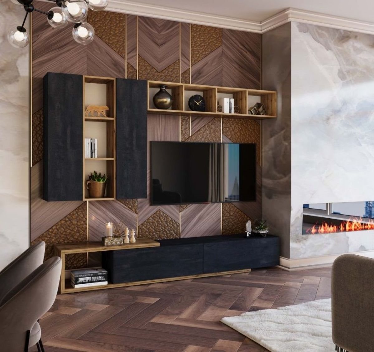 ХЛОЯ Гостиная (Дуб Вотан/Обсидиан) модульная | фото 11