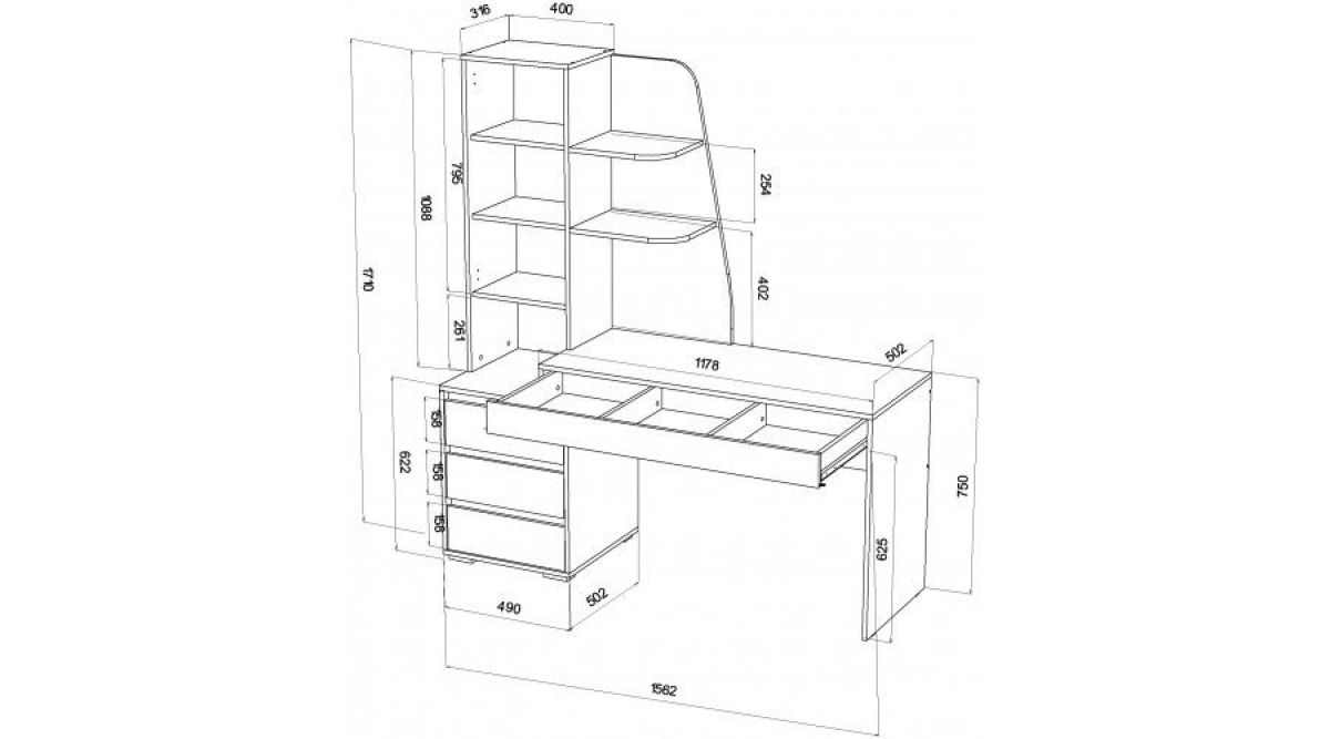 ПИФАГОР Стол компьютерный (цемент светлый/цемент темный) | фото 2