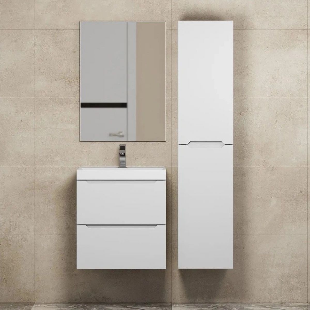 Тумба под раковину Uperwood Tanos 50 см, подвесная, белая матовая | фото 14