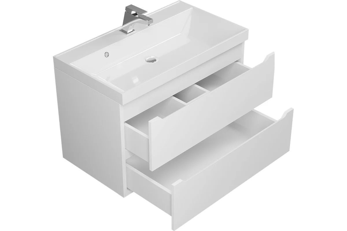 Тумба под раковину Uperwood Tanos 80 см, подвесная, белая матовая | фото 3