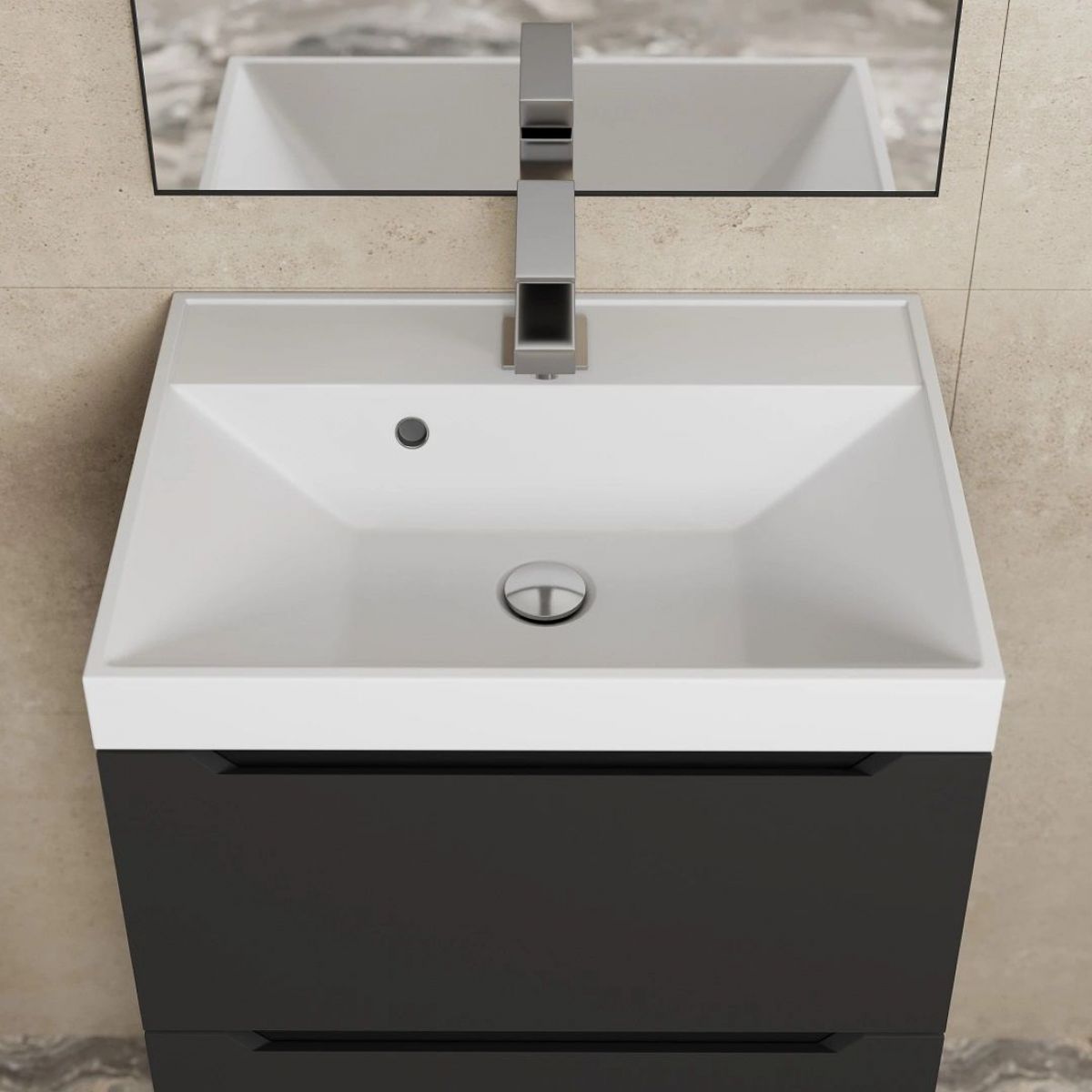 Тумба под раковину Uperwood Tanos 50 см, подвесная, черная матовая | фото 10