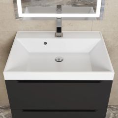 Тумба под раковину Uperwood Tanos 60 см, подвесная, черная матовая | фото 11