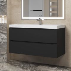 Тумба под раковину Uperwood Tanos 100 см, подвесная, черная матовая | фото 8