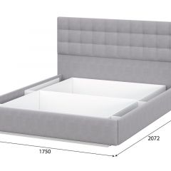 Кровать двойная №2 (универсальная 1.6х2.0) Серия 2 + основание (Белый/Серый ткань/Квадро Серый ткань) | фото 2