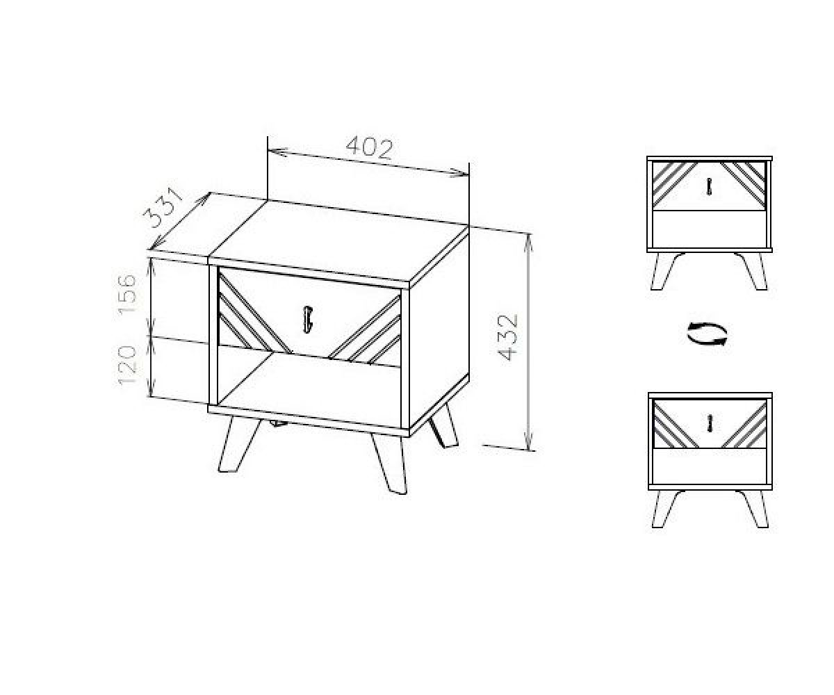 БАЙКАЛ Тумба прикроватная (Графит/Дуб золотой) | фото 3