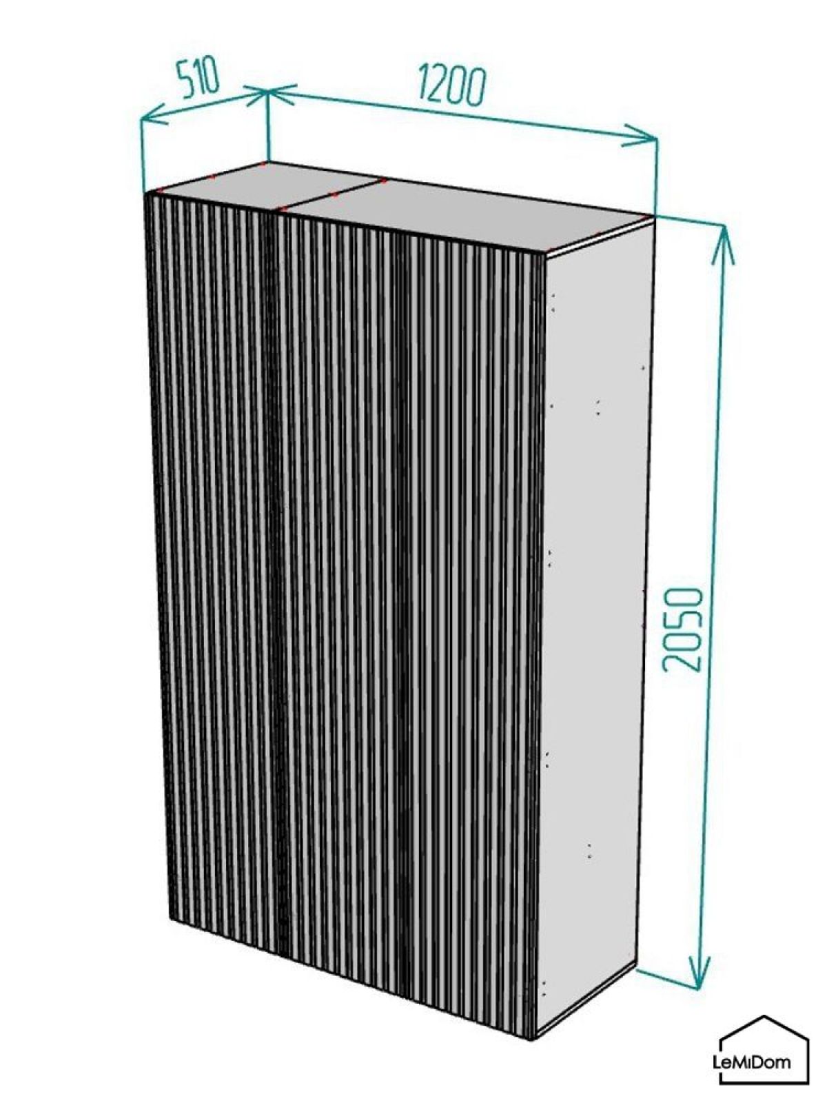Шкаф Linnea MHR-3-2 2050х1200х510 (Графит-М 11.1.25) | фото 2