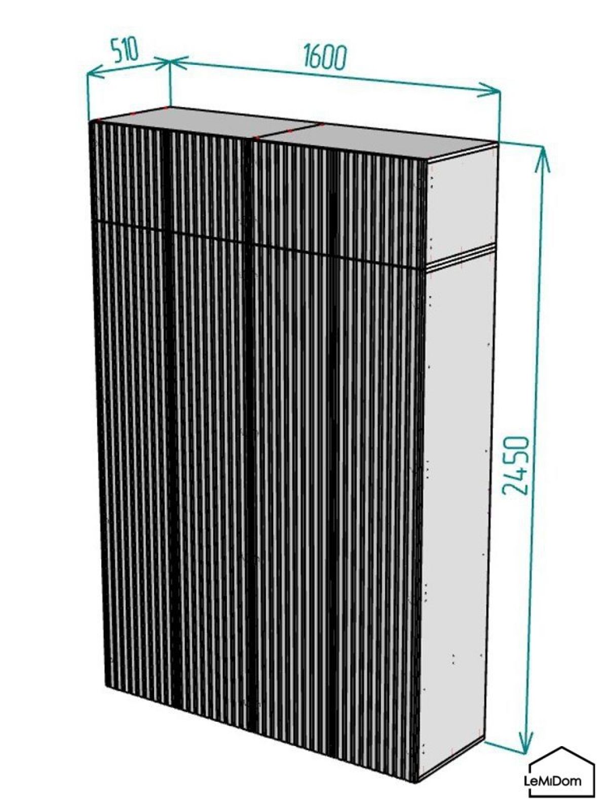 Шкаф с антресолью Linnea MHR-4A-1 2450х1600х510 (Графит-М 11.1.25) | фото 2