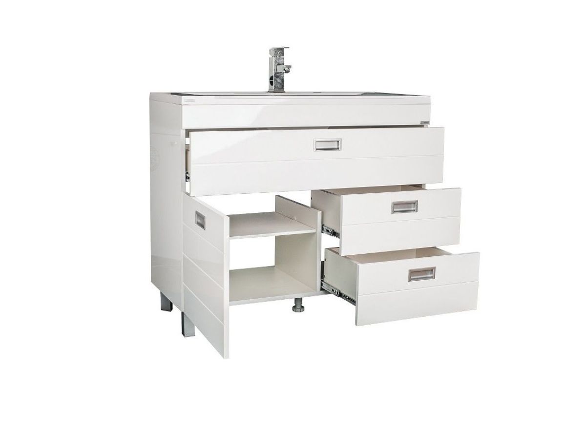 Тумба под умывальник Elen 100 Cube с 3 верхними ящиками В3 Домино (DC5001T) | фото 2