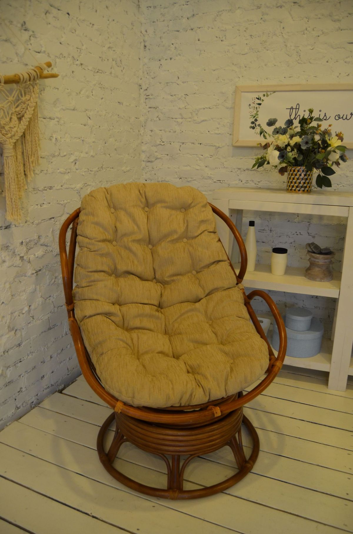 Кресло Папасан Челси вращающийся 23/03B (Миндаль матовый) | фото 3