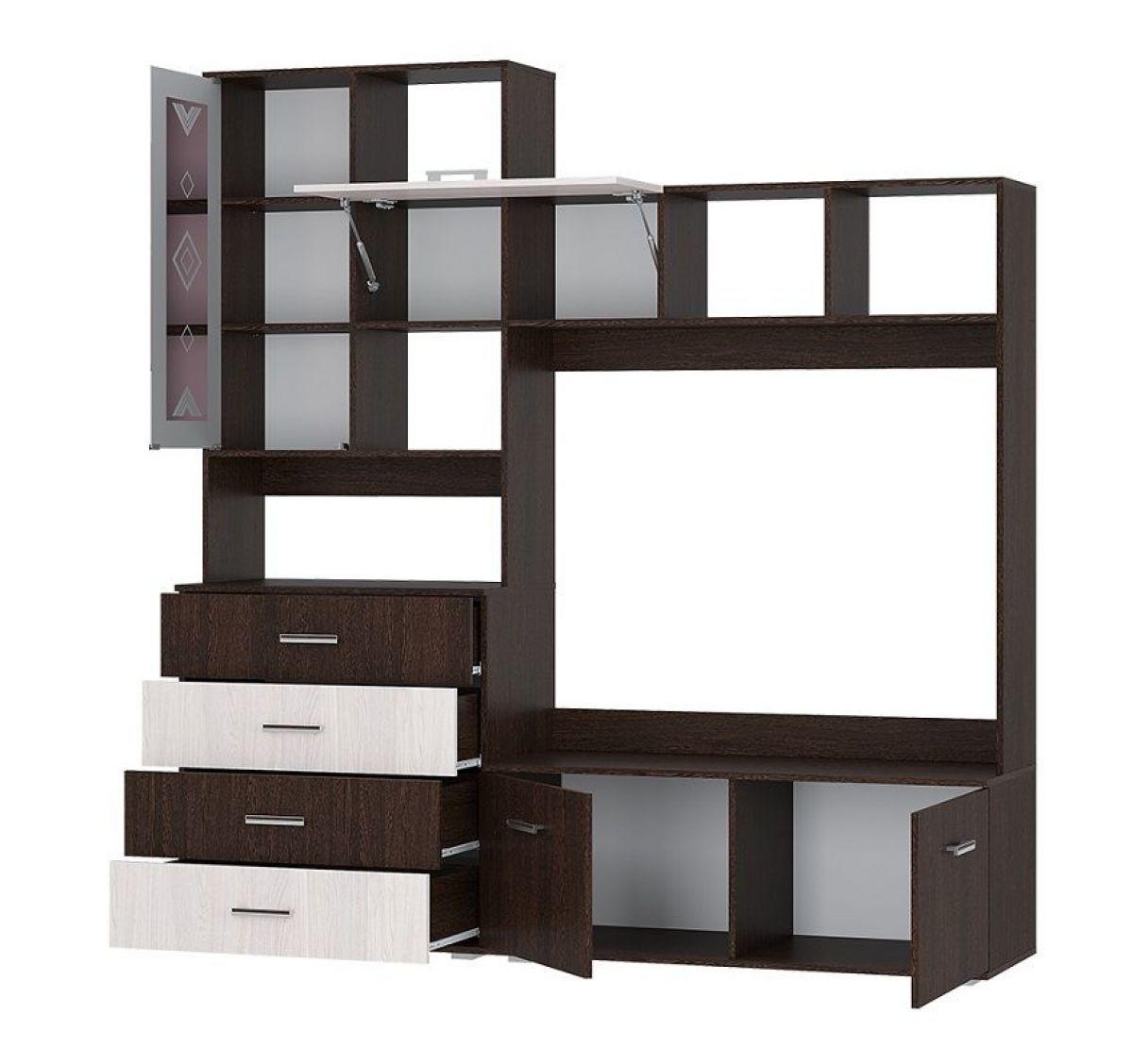 Гостиная Белла (Центральная секция/Шкаф 3-х ств.) венге/ясень белый | фото 5